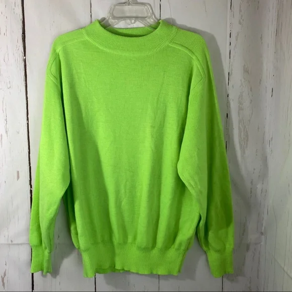Obermeyer Sweaters Vintage Obermeyer Xl Neon Green Sweater Ski